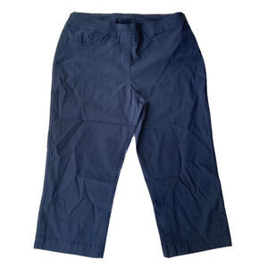 Slim-Sation Pants Sz 14 Navy Blue Pull On Capri Plus Size Stretch Summer Beach